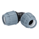 PP-Klemmkupplung mit schwarzem Fittingkörper und blauer Verschraubung vor weißem Hintergrund. Die Darstellung dient als neutrales Produktfoto und repräsentiert eine beliebige Ausführung der Klemmkupplungsserie.